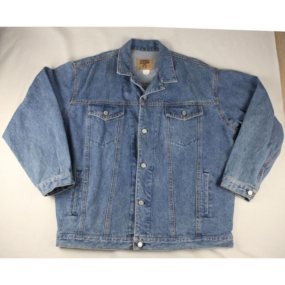 Vintage Gap Denim Jacket Mens Large Oversized Trucker 90s Y2K Blue